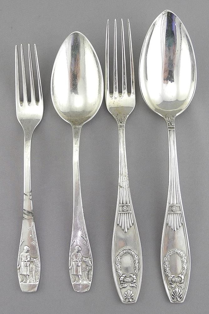 Two Pairs of Continental Christening Sets, 158g.: Two Pairs of Continental Christening Sets, 158g.