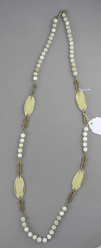 Miriam Haskell Necklace, 34"L.: Miriam Haskell Necklace, 34"L.