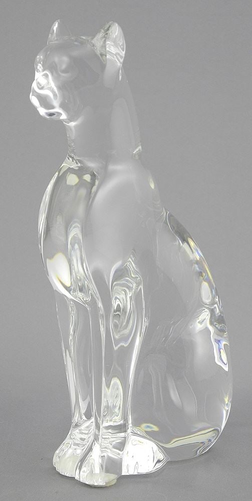 Baccarat Seated Cat, 6 1/4"h.: Baccarat Seated Cat, 6 1/4"h.