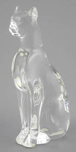 Baccarat Seated Cat, 6 1/4"h.: Baccarat Seated Cat, 6 1/4"h.