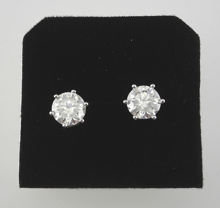 2ct Moissanite Stud Earrings, Sterling Silver with White Gold Overlay, with COA. (1 of 2)