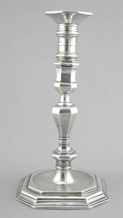 Queen Anne Silver Candlestick by David Willaume 1709/10, 8 3/4", 606g: Queen Anne Silver Candlestick by David Willaume 1709/10, 8 3/4", 606g