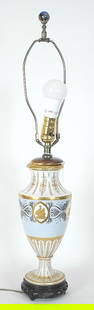 Decorated Porcelain Table lamp, Approximately 27" with Finial: Decorated Porcelain Table lamp, Approximately 27" with Finial
