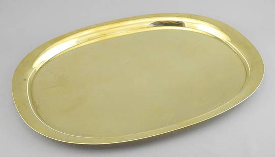 Georg Jensen Design Piet Hein Super Ellipse Brass Tray, 12 3/4"w.: Georg Jensen Design Piet Hein Super Ellipse Brass Tray, 12 3/4"w.