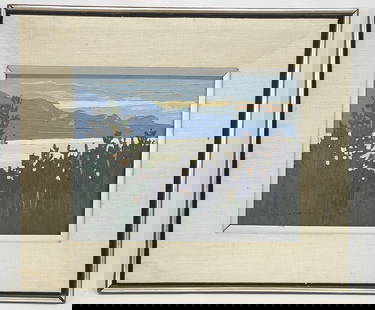 Oil on Board signed Leyda Campbell, 9 x 12", "Sunset Sunshine Coast".: Oil on Board signed Leyda Campbell, 9 x 12", "Sunset Sunshine Coast".