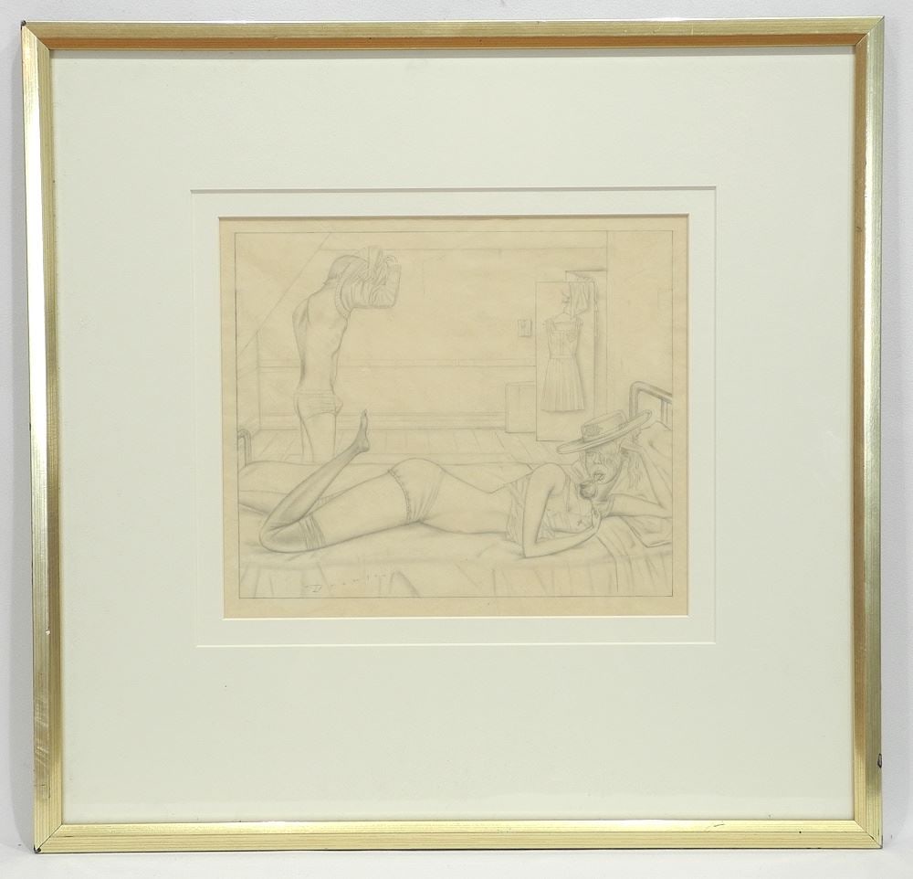 Sketch signed (Blaire) Drawson, 9 3/8 x 11", "The Prelude".: Sketch signed (Blaire) Drawson, 9 3/8 x 11", "The Prelude".