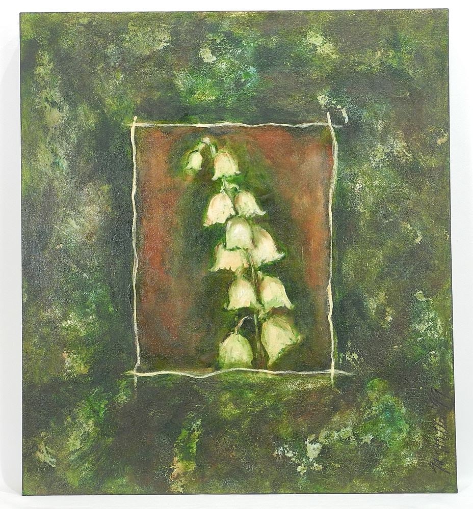 Acrylic on Canvas signed M. (Michelle) Miller 1999, 27 x 24", "Treasure Box".: Acrylic on Canvas signed M. (Michelle) Miller 1999, 27 x 24", "Treasure Box".