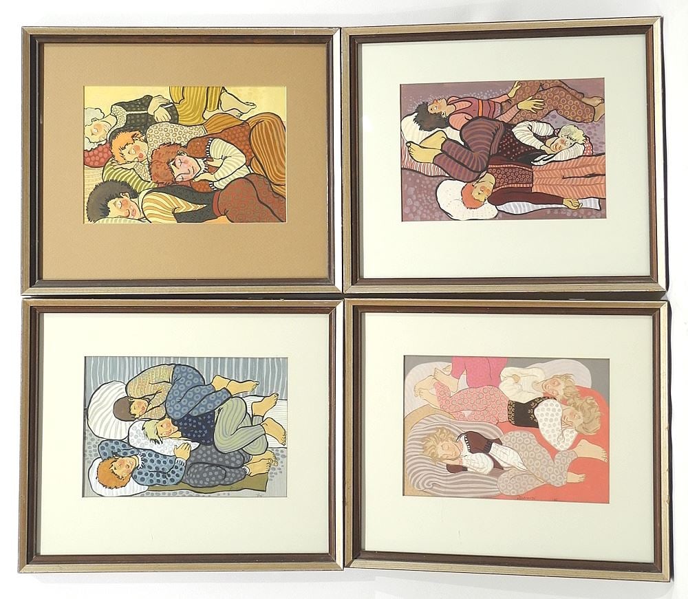 Four Mixed Media on Paper signed Dzidra'75, 10 3/4 x 7 3/8", "Clown Series". (1 of 7)