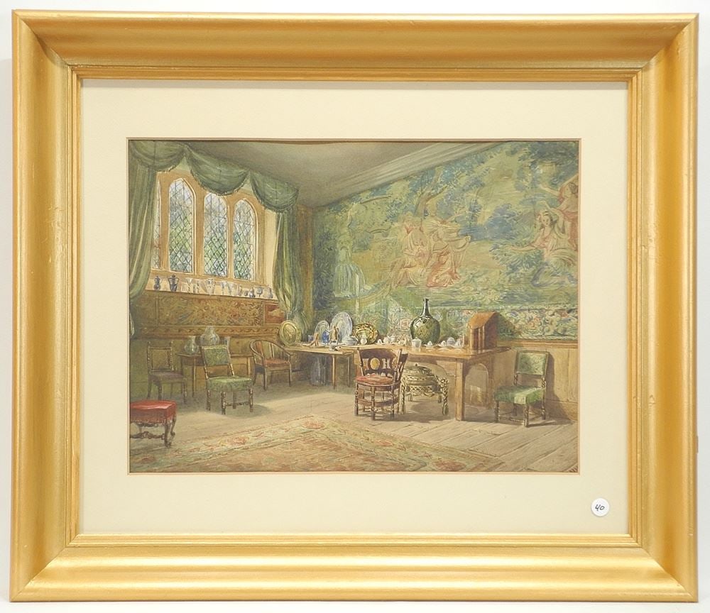 Two Watercolours Monogrammed WH Attributed to W. Harding Smith, 14" x 19", "Hardwick Hall" (1 of 7)