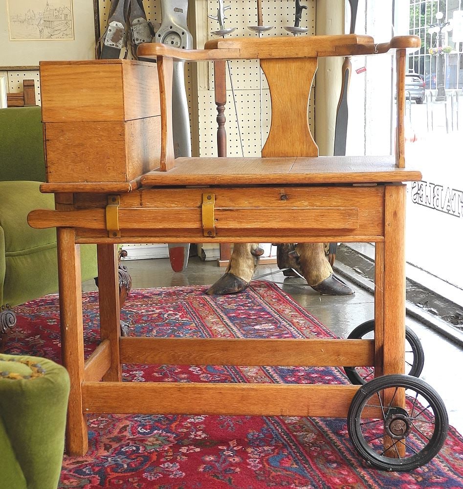 C. Stevens & Sons Oak Jockey's Scale , 31 1/2 x 27 1/2 x 20 1/2".