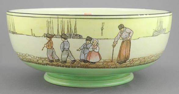 Royal Doulton Series Ware Bowl signed Noke, 3 7/8 x 9" Diameter.: Royal Doulton Series Ware Bowl signed Noke, 3 7/8 x 9" Diameter.