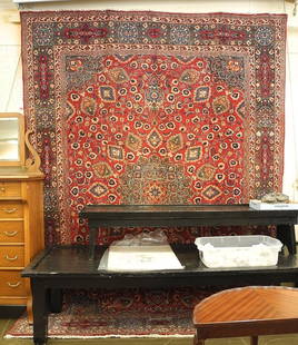 Hand Knotted signed Mashad Carpet Approximately 7'11" x 10'10".: Hand Knotted signed Mashad Carpet Approximately 7'11" x 10'10".
