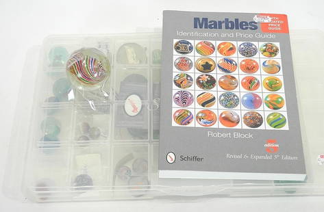 Collection of Marbles & Marble Reference Book.: Collection of Marbles & Marble Reference Book.
