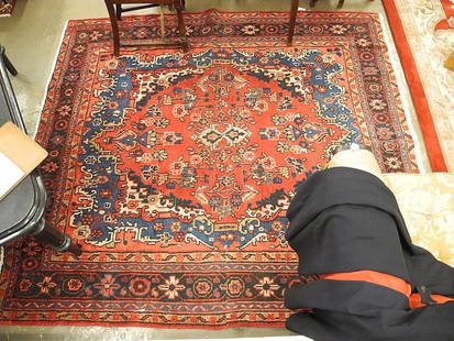 Hand Knotted Hamedan Carpet Approximately 6'10" x 7'6".: Hand Knotted Hamedan Carpet Approximately 6'10" x 7'6".