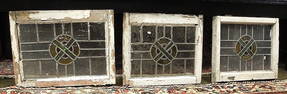 Three Leaded Glass Panels, Framed, Largest 23 1/4 x 17 5/8" (as found).