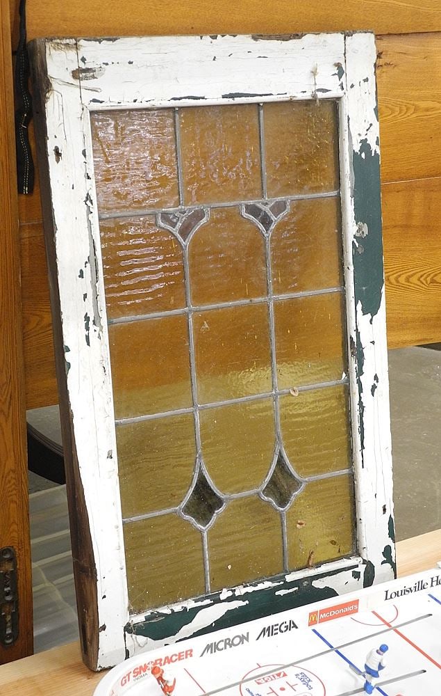 Leaded Glass Panel, Framed, 31 x 19": Leaded Glass Panel, Framed, 31 x 19"