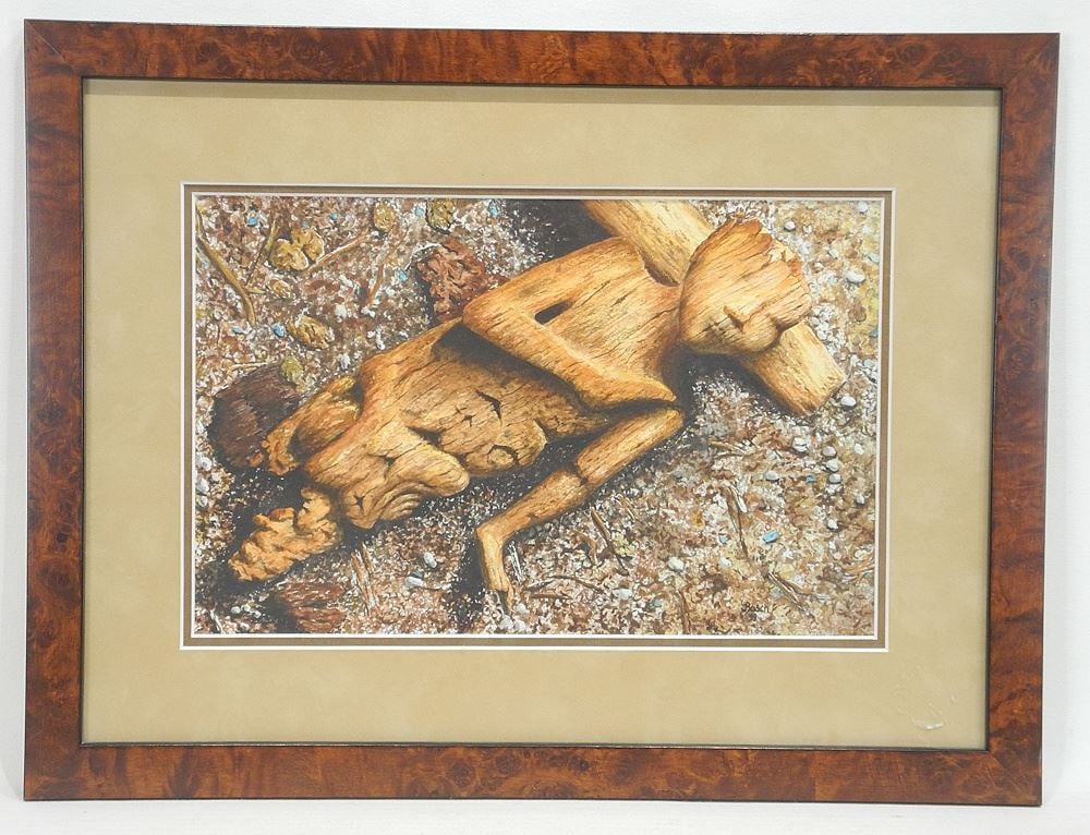 Watercolour signed Bosch'99, 7 1/2 x 11 3/4", "Wooden Figure". (1 of 3)