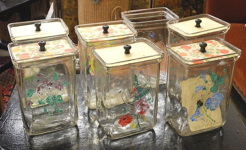 Vintage "Universal Chicago" Glass Battery Jars and Tin Lids, 11"h. (1 of 2)