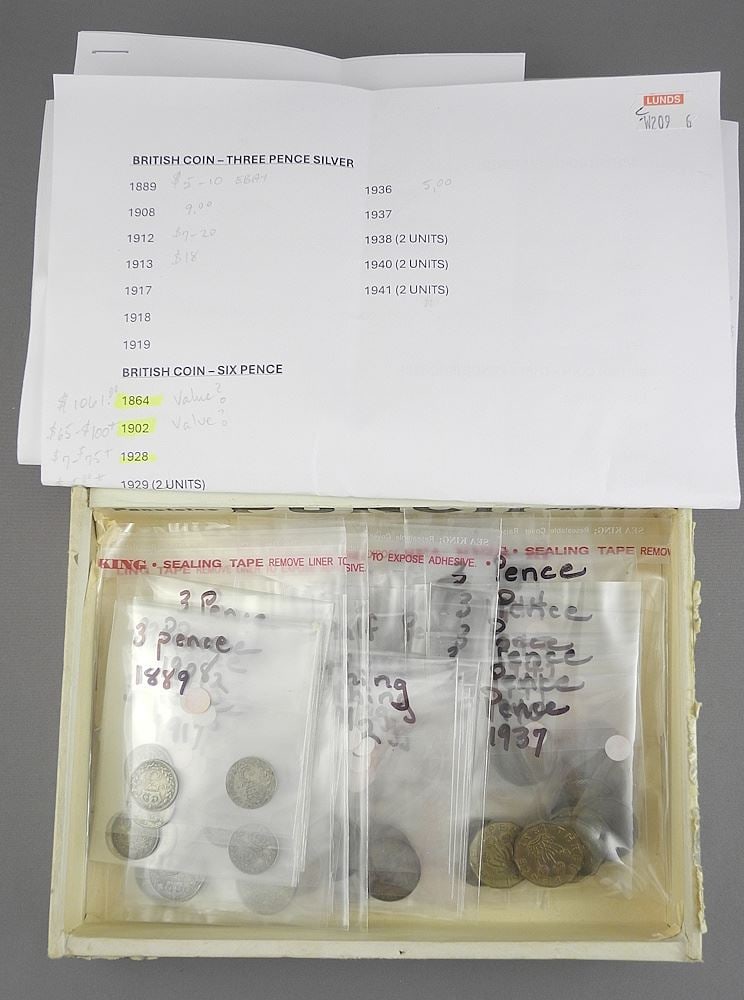 Collection of British Coins with Catalogue Sheet. (1 of 2)