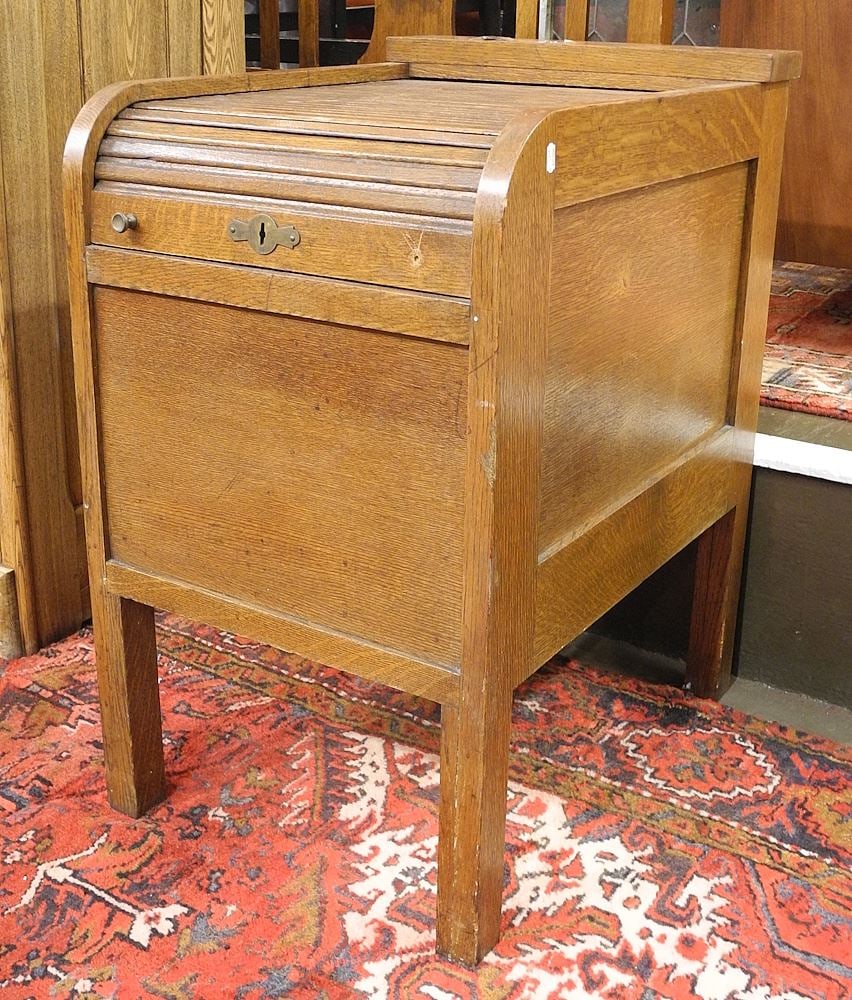 Antique Oak Tambour File Cabinet, 29 5/8"h. (1 of 2)