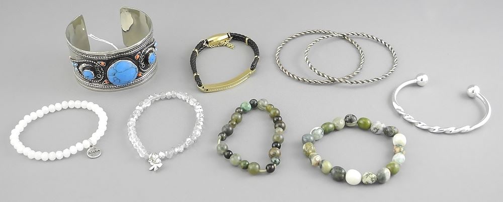 Jade & Stone Bracelet Collection.: Jade & Stone Bracelet Collection.