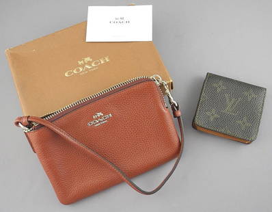 Authentic Louis Vuitton, France Coin Purse & Coach Purse in Original Box.: Authentic Louis Vuitton, France Coin Purse & Coach Purse in Original Box.
