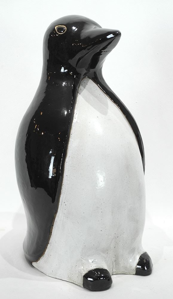 Glazed Stoneware Garden Penguin, 18": Glazed Stoneware Garden Penguin, 18"