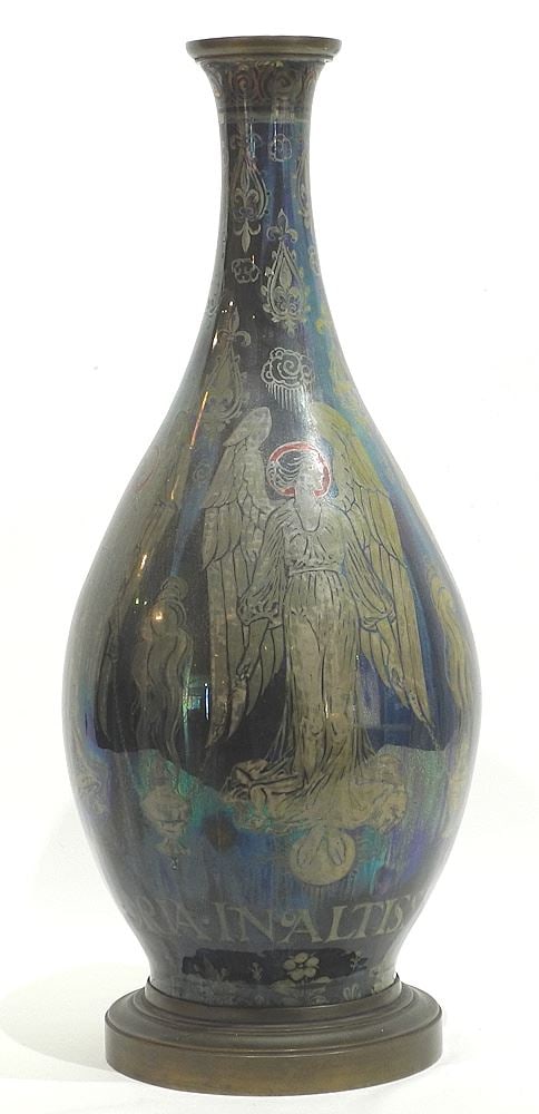 Pilkingtons Royal Lancastrian "Gloria Inaltissimis..." Vase, 20 1/2"h, Lamp Mount. (1 of 4)