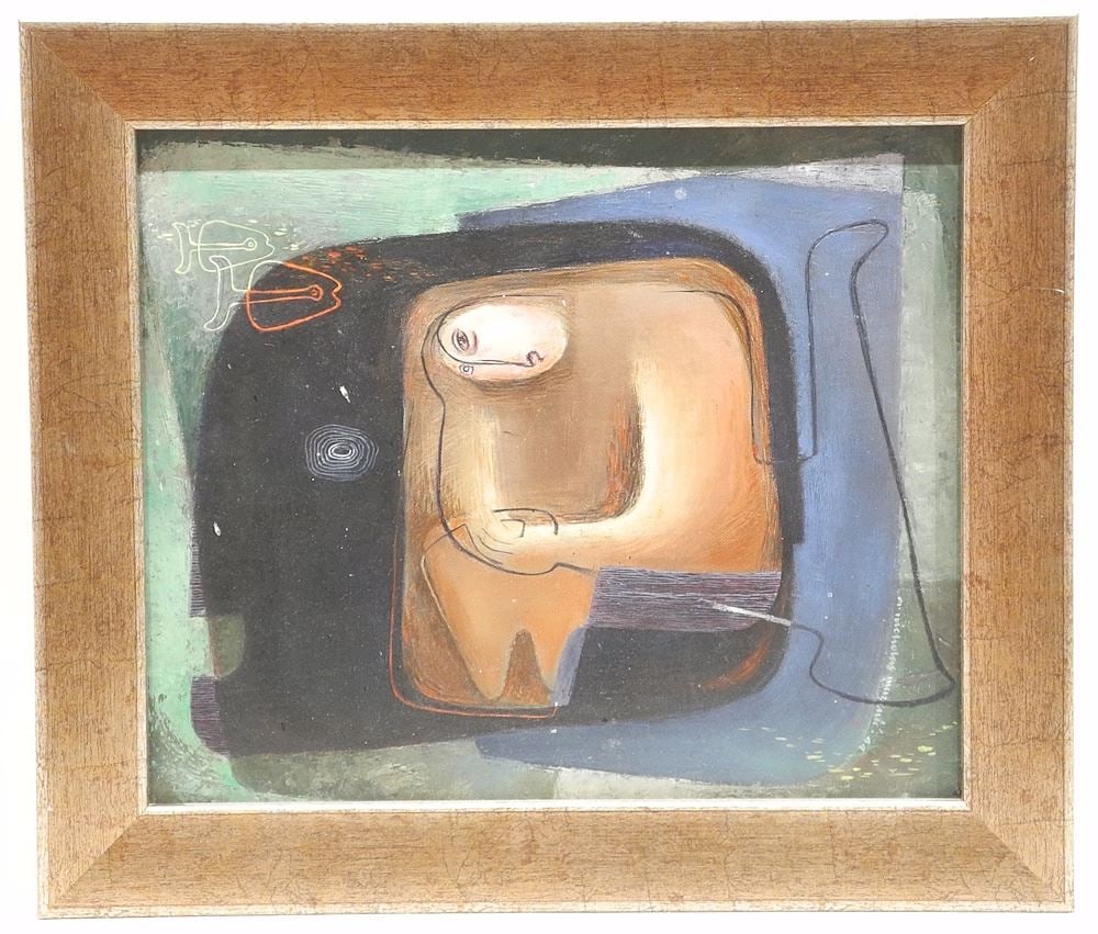 Unsigned Oil on Board, 11 1/2 x 9 1/2", "Figure Study". (1 of 2)