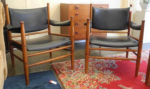 Pair of Danish Modern Teak Armchairs , 29 7/8"h.: Pair of Danish Modern Teak Armchairs , 29 7/8"h.