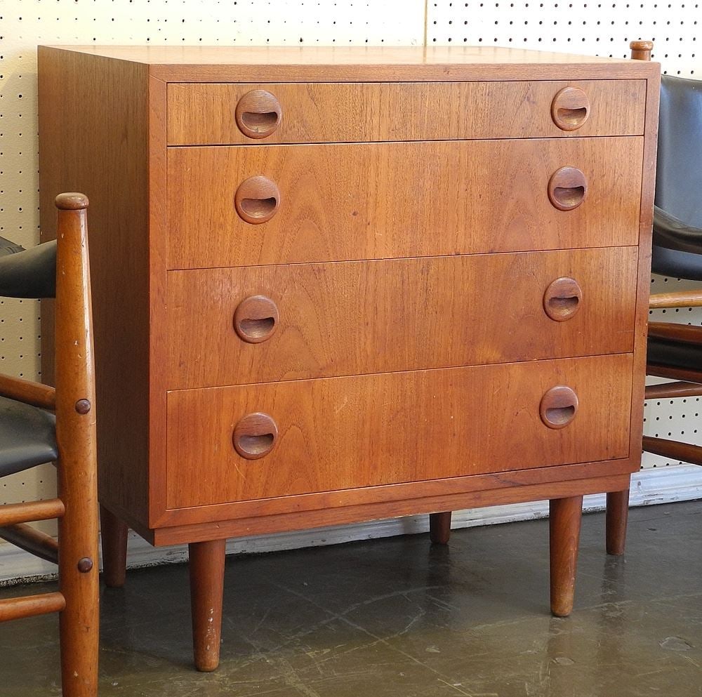 Danish Modern Teak Four Drawer Chest , 29 1/4 x 27 1/4 x 16 7/8". (1 of 5)