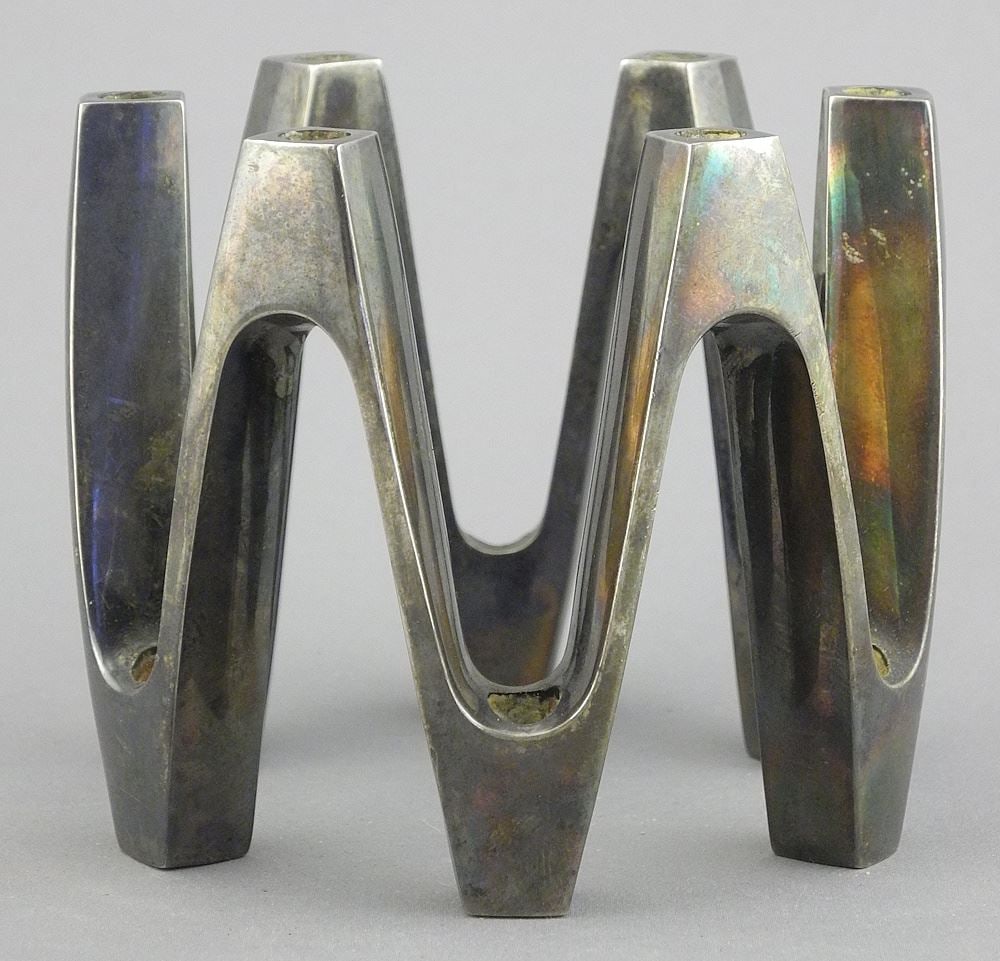 Dansk Designs Quistgaard Taper Stick (3"h), E.P.Zinc.: Dansk Designs Quistgaard Taper Stick (3"h), E.P.Zinc.