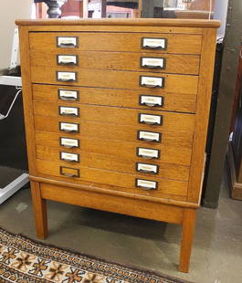 Vintage Oak Nine Drawer Chest, 24 1/2 x 18 x 33 1/2".: Vintage Oak Nine Drawer Chest, 24 1/2 x 18 x 33 1/2".