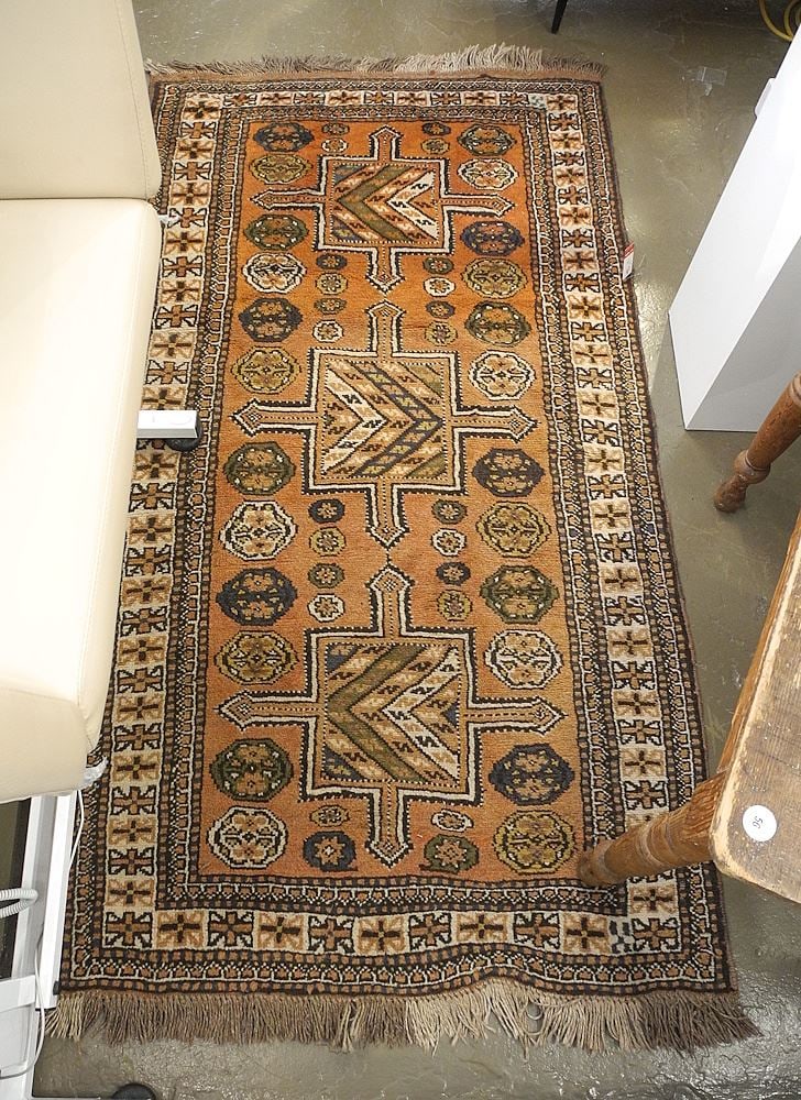 Hand Knotted Persian Carpet Approximately 3'7" x 7'.: Hand Knotted Persian Carpet Approximately 3'7" x 7'.