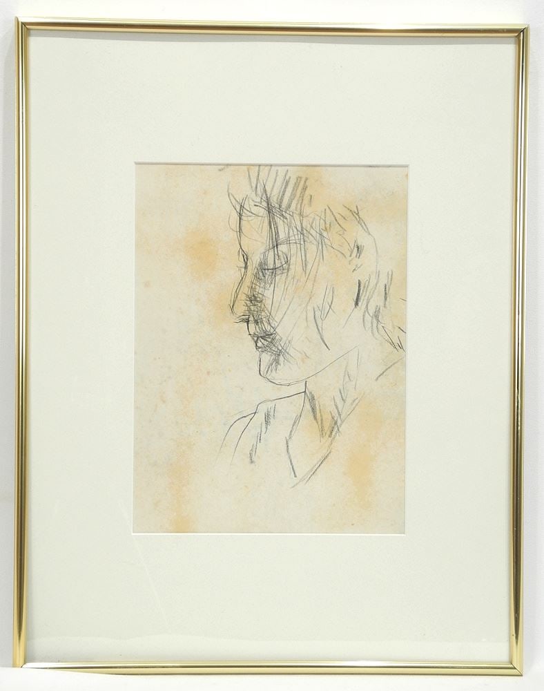 Conte on Paper Attributed to Stephen May, 10 3/8 x 7 3/4", "Profile Portrait". (1 of 4)