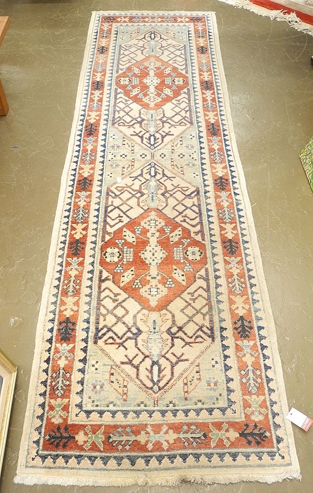 Hand Knotted Persian Runner Approximately 9'8" x 2'9". (1 of 2)