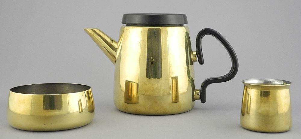 Georg Jensen Design Henning Koppel Three Piece Brass Mocha Set, 4 5/8"h. (1 of 8)