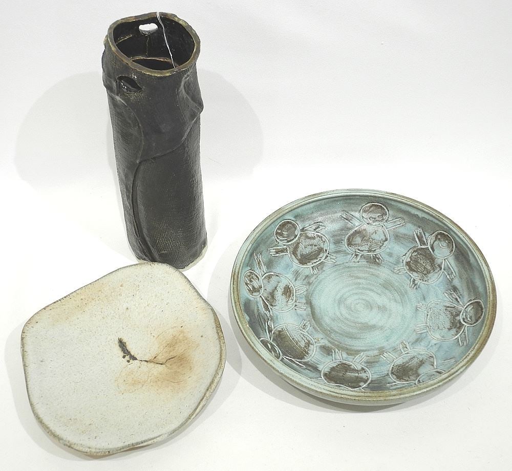 Three Stoneware Vessels, signed and Impressed, 2 1/8 - 11 3/8"h. (1 of 5)