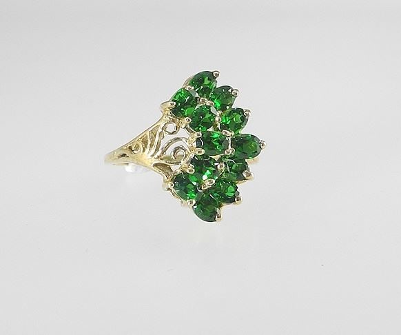 10K (marked) Yellow Gold & Russian Chrome Diopside Ring, Size 6 3/4, 4.2g. (1 of 4)
