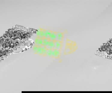 14K (marked) Yellow Gold & Russian Chrome Diopside & Diamond Ring, Size 7, 5.7g.: 14K (marked) Yellow Gold & Russian Chrome Diopside & Diamond Ring, Size 7, 5.7g.