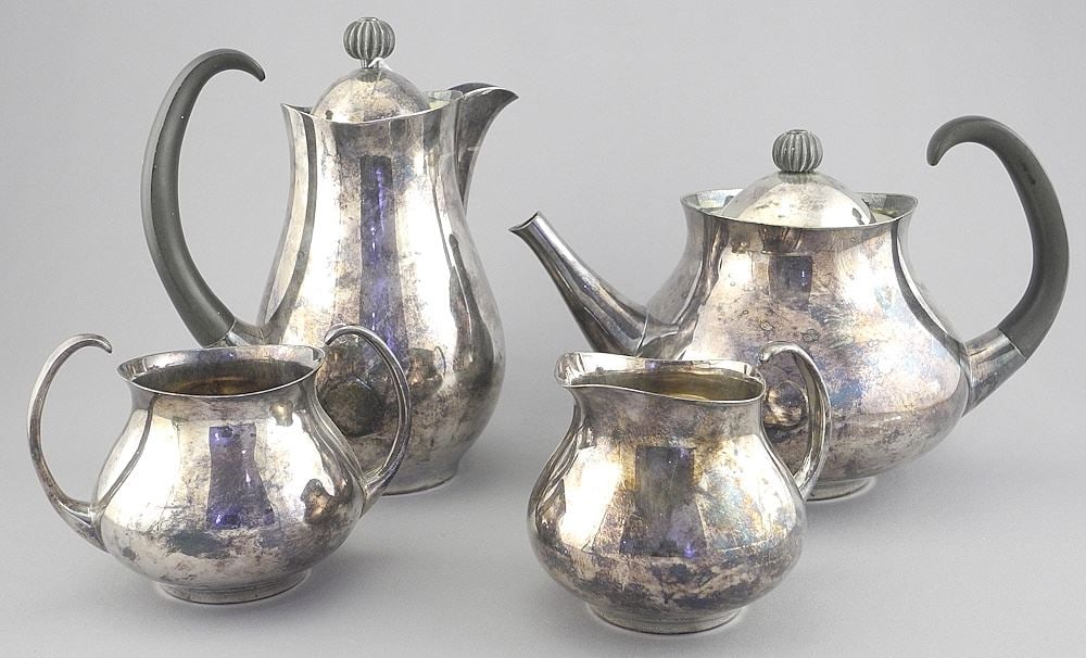 Mappin & Webb Embassy Plate Tea & Coffee Service Design: Eric Clements , 7 1/2"h.: Mappin & Webb Embassy Plate Tea & Coffee Service Design: Eric Clements , 7 1/2"h.