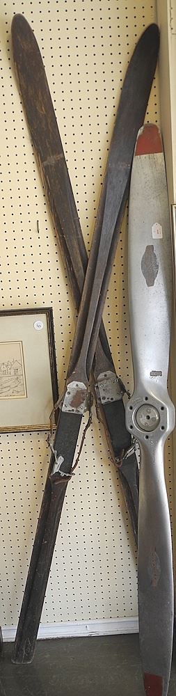 Pair of Vintage Wooden Skis, 82 1/2" L., Acquired Whistler 1991.: Pair of Vintage Wooden Skis, 82 1/2" L., Acquired Whistler 1991.