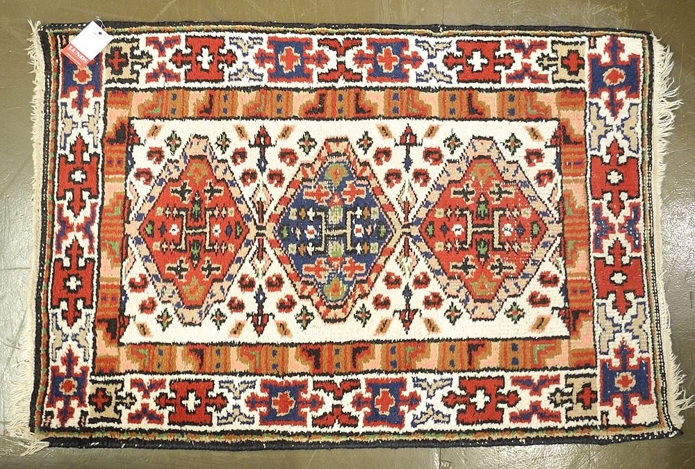 Hand Knotted Persian Mat Approximately 3'2" x 2'2". (1 of 1)