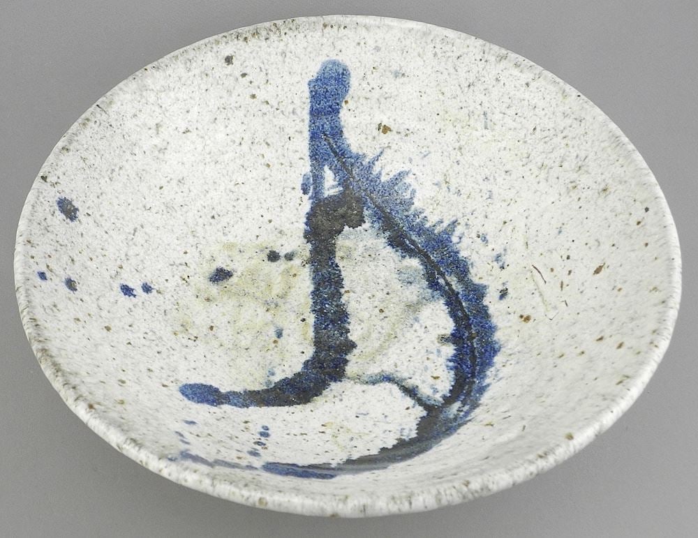 Stoneware Low Bowl signed Jeanne Sheppard, 10 1/4" Diameter.: Stoneware Low Bowl signed Jeanne Sheppard, 10 1/4" Diameter.