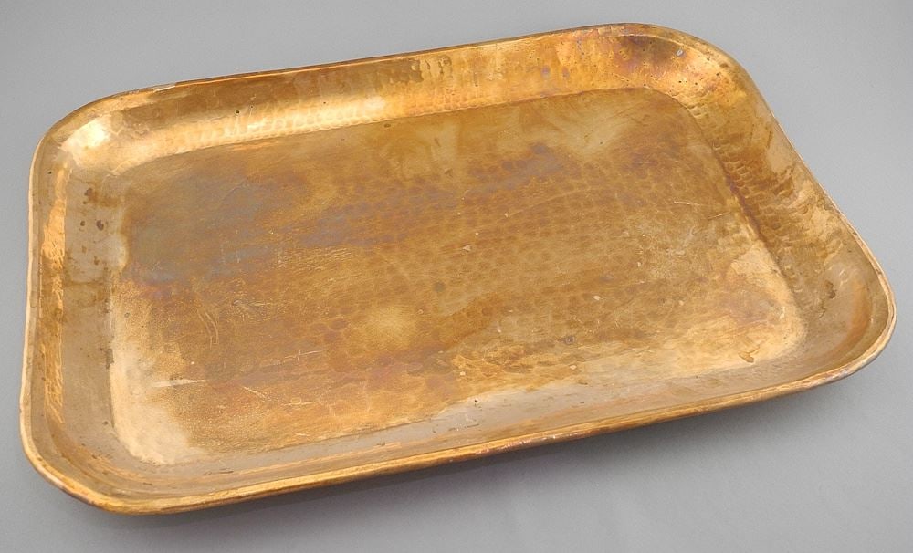 Peened Copper Tray, 16"w, 1125g.: Peened Copper Tray, 16"w, 1125g.
