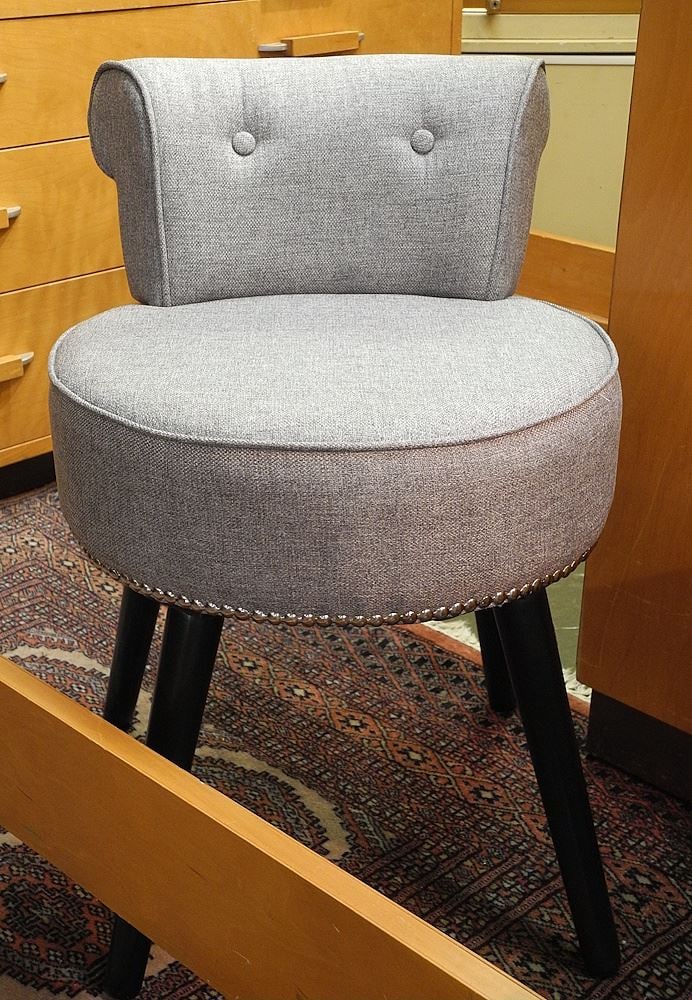 Contemporary Grey & Black Lacquer Boudoir Seat, 25"h.: Contemporary Grey & Black Lacquer Boudoir Seat, 25"h.