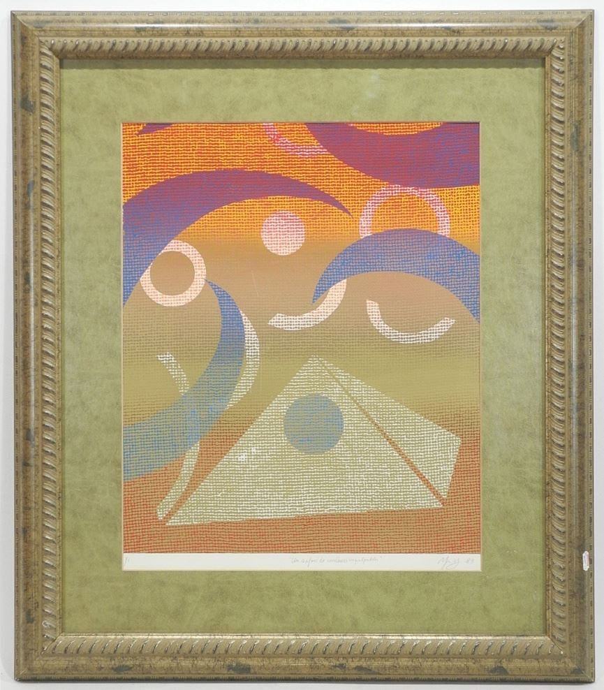 Monoprint signed Indistinctly, 20 x 15 7/8", "Un Safari de Couleurs Impalpables" #1/1. (1 of 3)