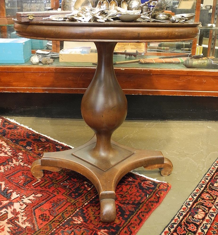C.1900's Mahogany Pedestal Table, 28"h.: C.1900's Mahogany Pedestal Table, 28"h.