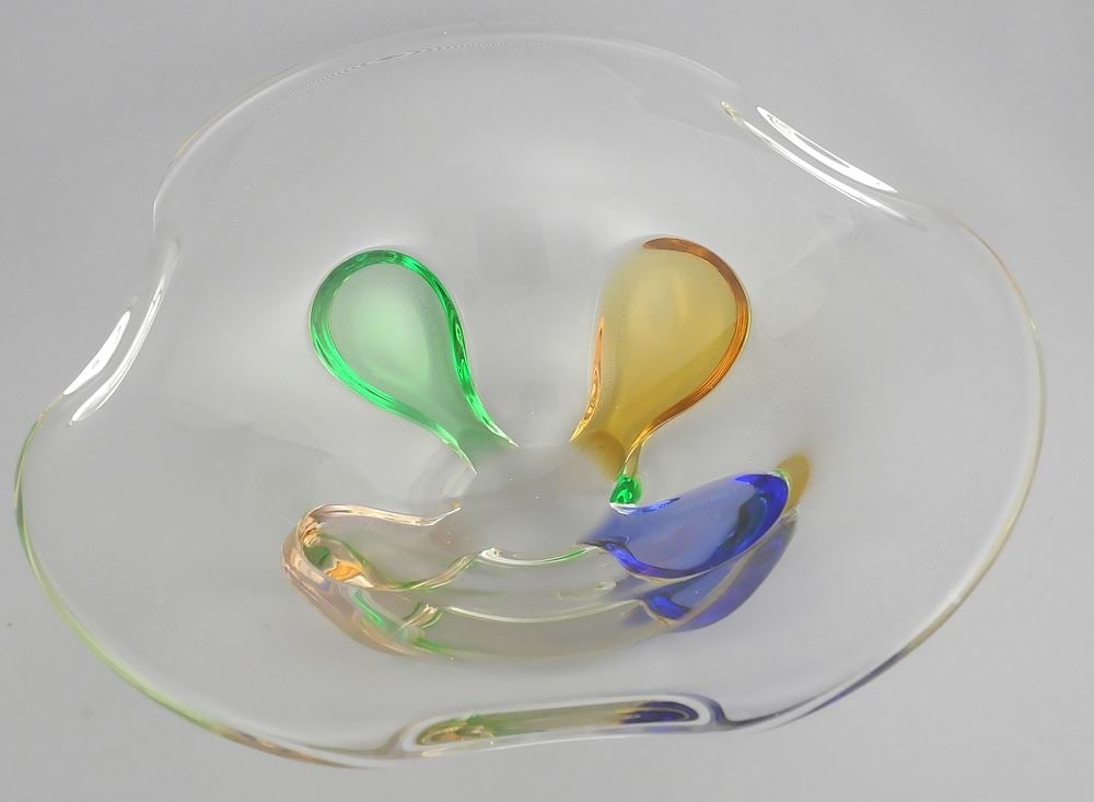 Murano Glass Dish, 10 1/4"w.: Murano Glass Dish, 10 1/4"w.