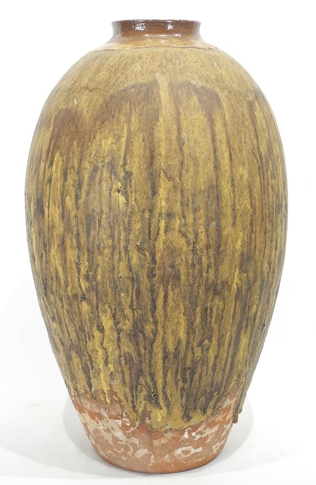 Stoneware Vase Monogrammed JR, 22"h (weight noted).: Stoneware Vase Monogrammed JR, 22"h (weight noted).